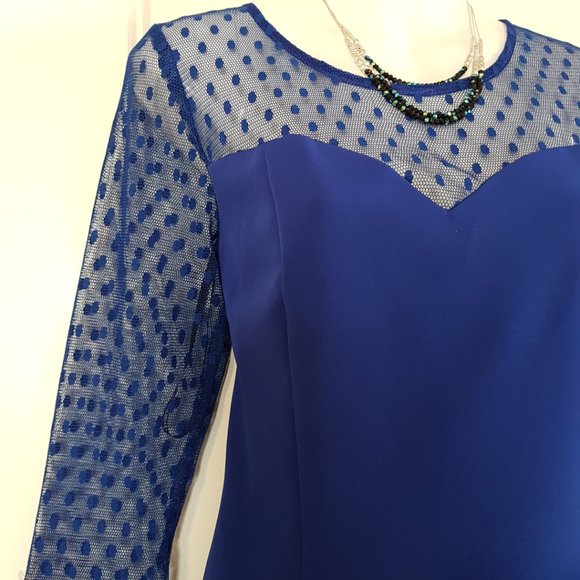 OLIMARA Blue Cocktail Dress, Made in Spain, sz. 8 - Picture 5 of 14